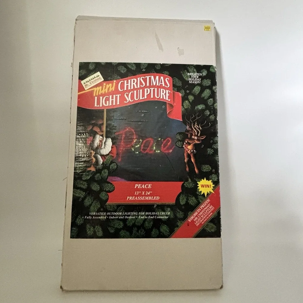 Vintage Mr. Christmas Mini Light‎ Sculpture Peace 1993 13x24 Indoor Outdoor